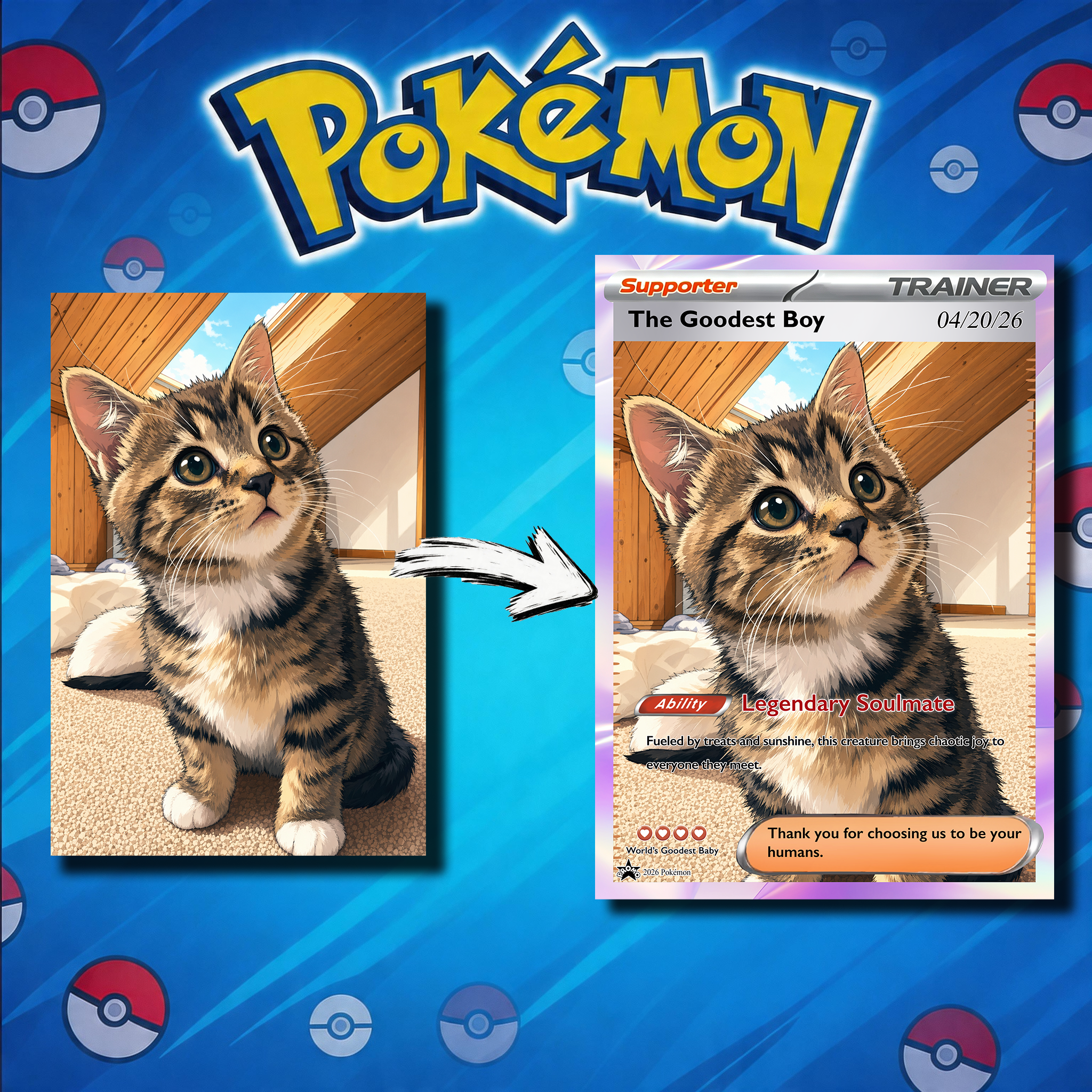 Turn Your Furry Soulmate Into a TRAINER Card - Custom Anime Pet Portrait Gift | Personalized TCG "Best Friend" Keepsake