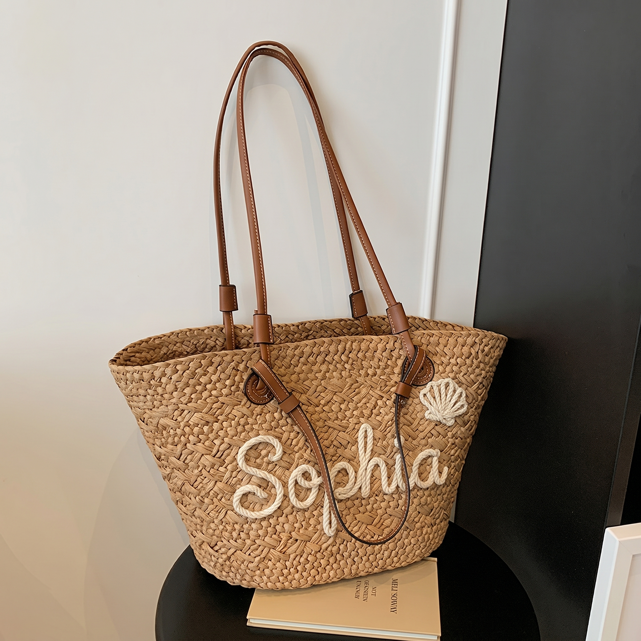 Personalized Gift: Custom Embroidery Name Straw Bag - The Ultimate Summer Vacation Essential & Bridesmaid Proposal Gift