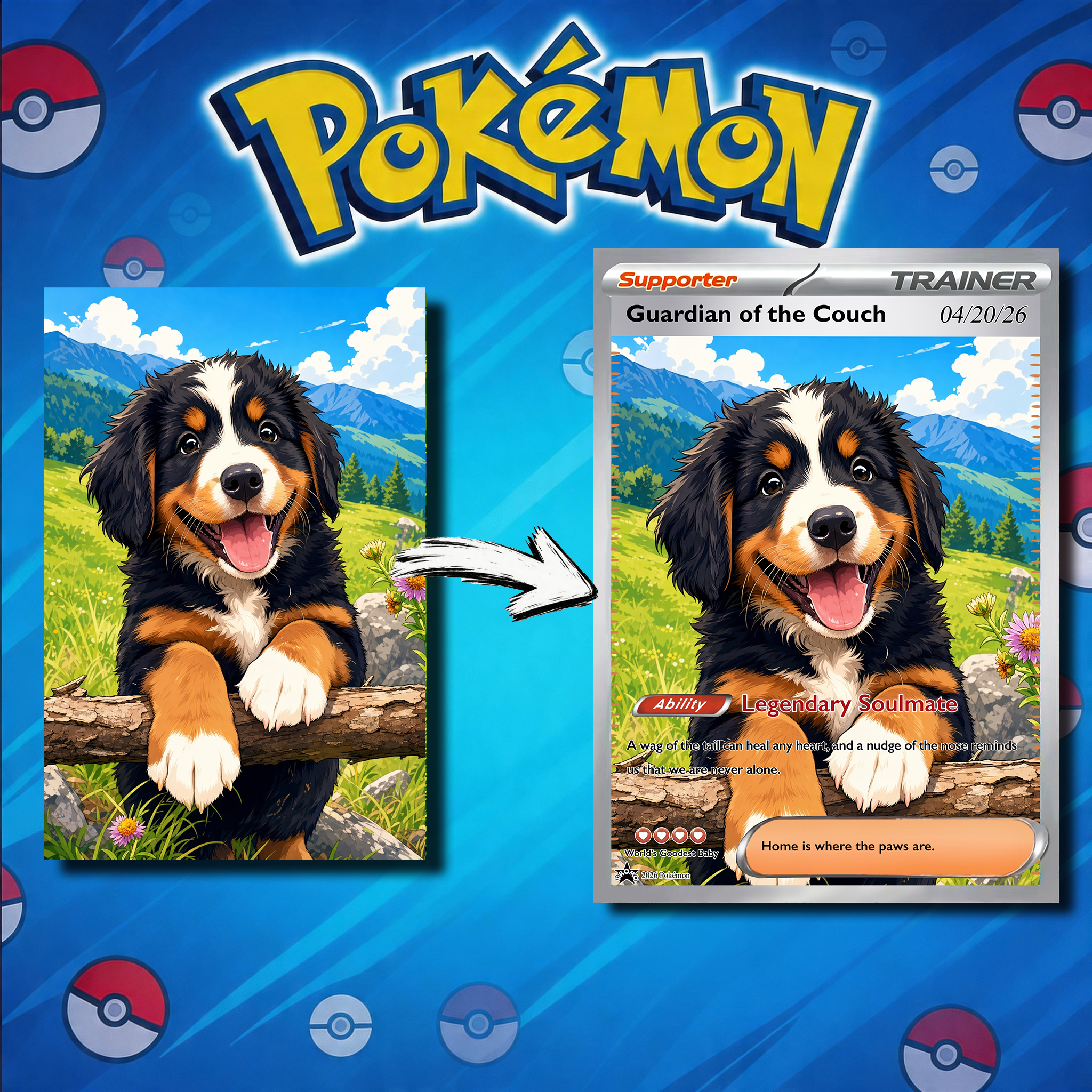 Turn Your Furry Soulmate Into a TRAINER Card - Custom Anime Pet Portrait Gift | Personalized TCG "Best Friend" Keepsake