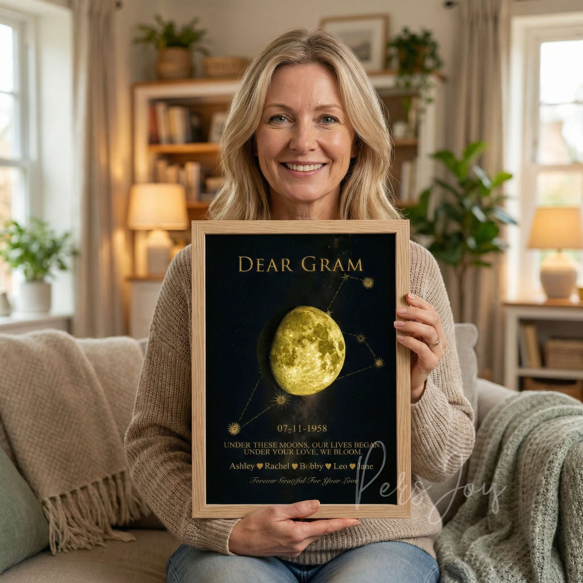 Mama's Moon - Personalized One Moon Phase & Star Sing Art | Mother's Day Gift