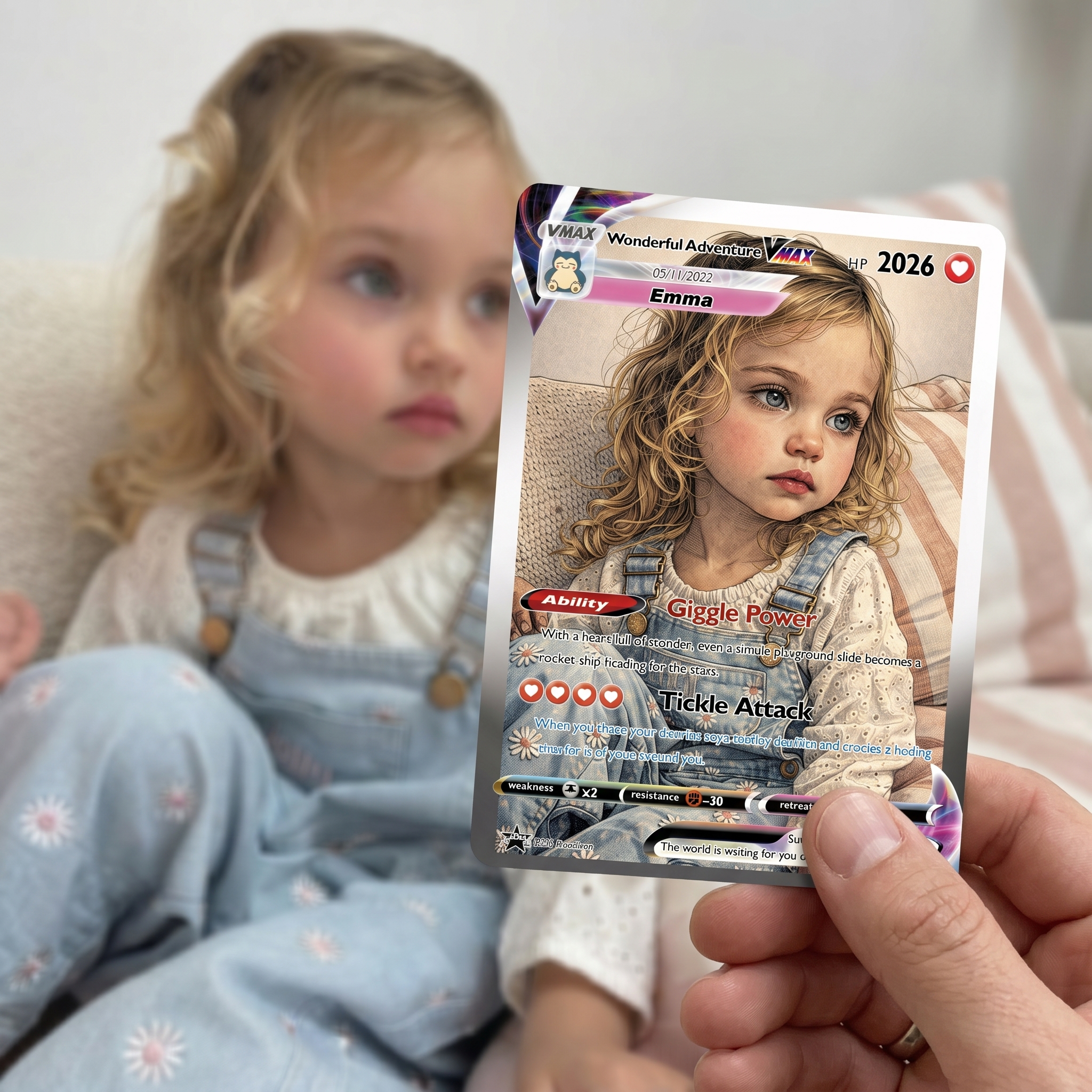 Turn Your Child's Photo Into a Custom VMAX Hero Card - Personalized Anime Kids Portrait Holographic Gift