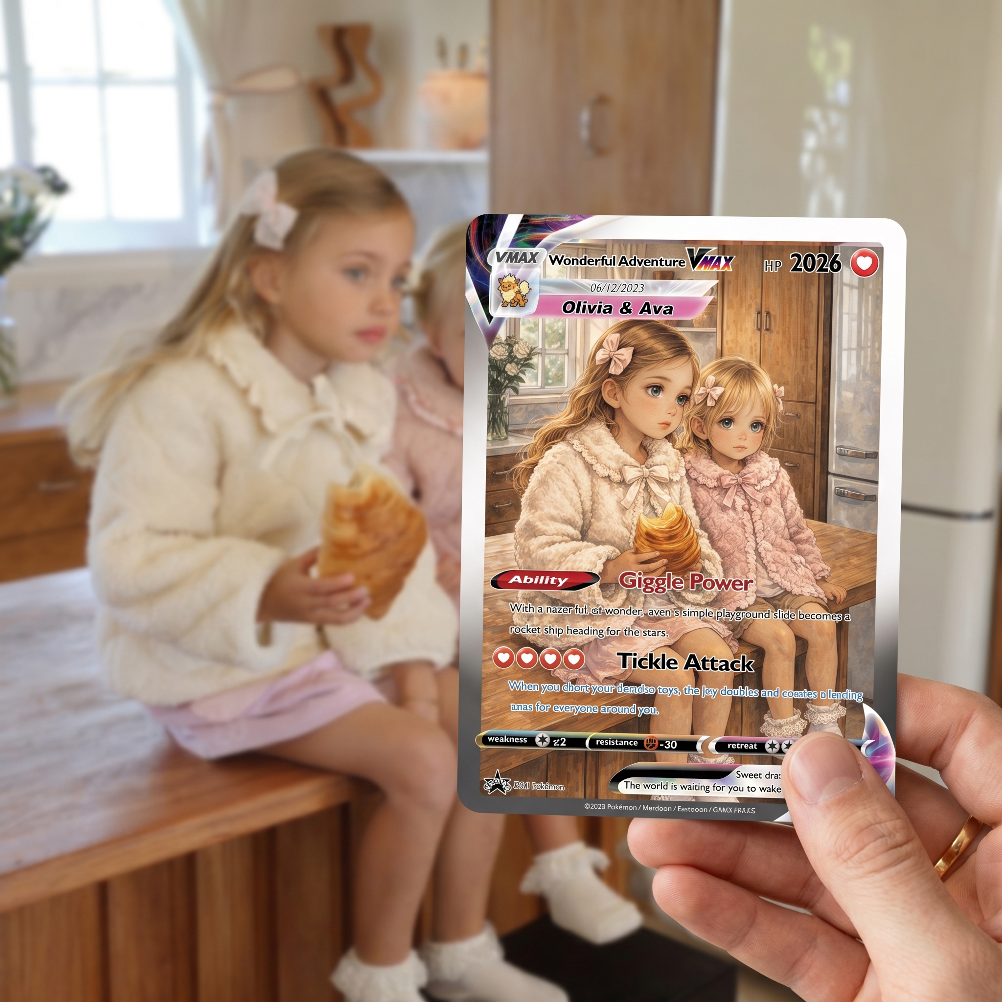 Turn Your Child's Photo Into a Custom VMAX Hero Card - Personalized Anime Kids Portrait Holographic Gift