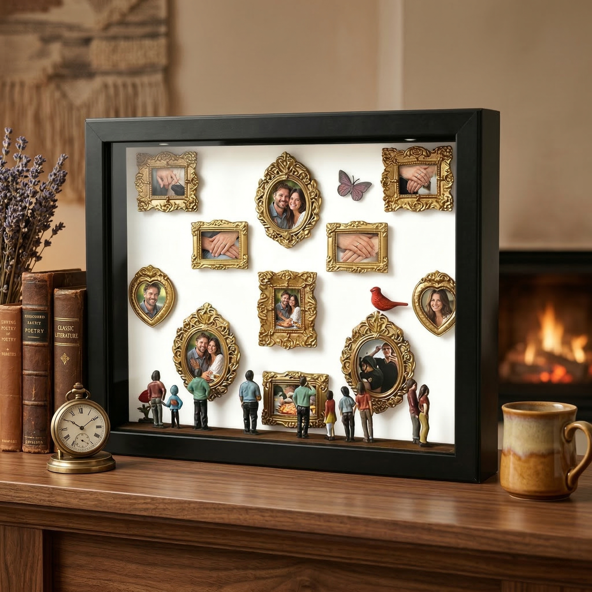 Personalized 3D "Mini Museum" Shadow Box - Custom LED Art Gallery Photo Frame Gift for Couples, Family & Pet Lovers
