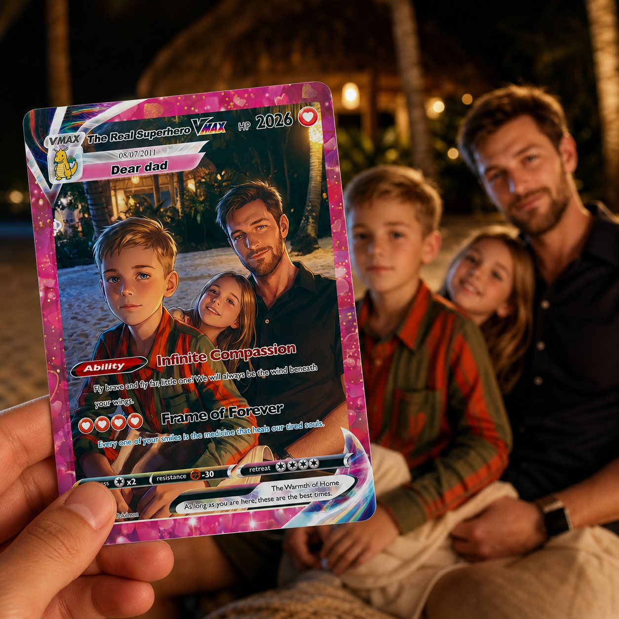 "Our Story, Captured Forever" — Custom Family Anime VMAX Card - Personalized Anniversary Family Gift