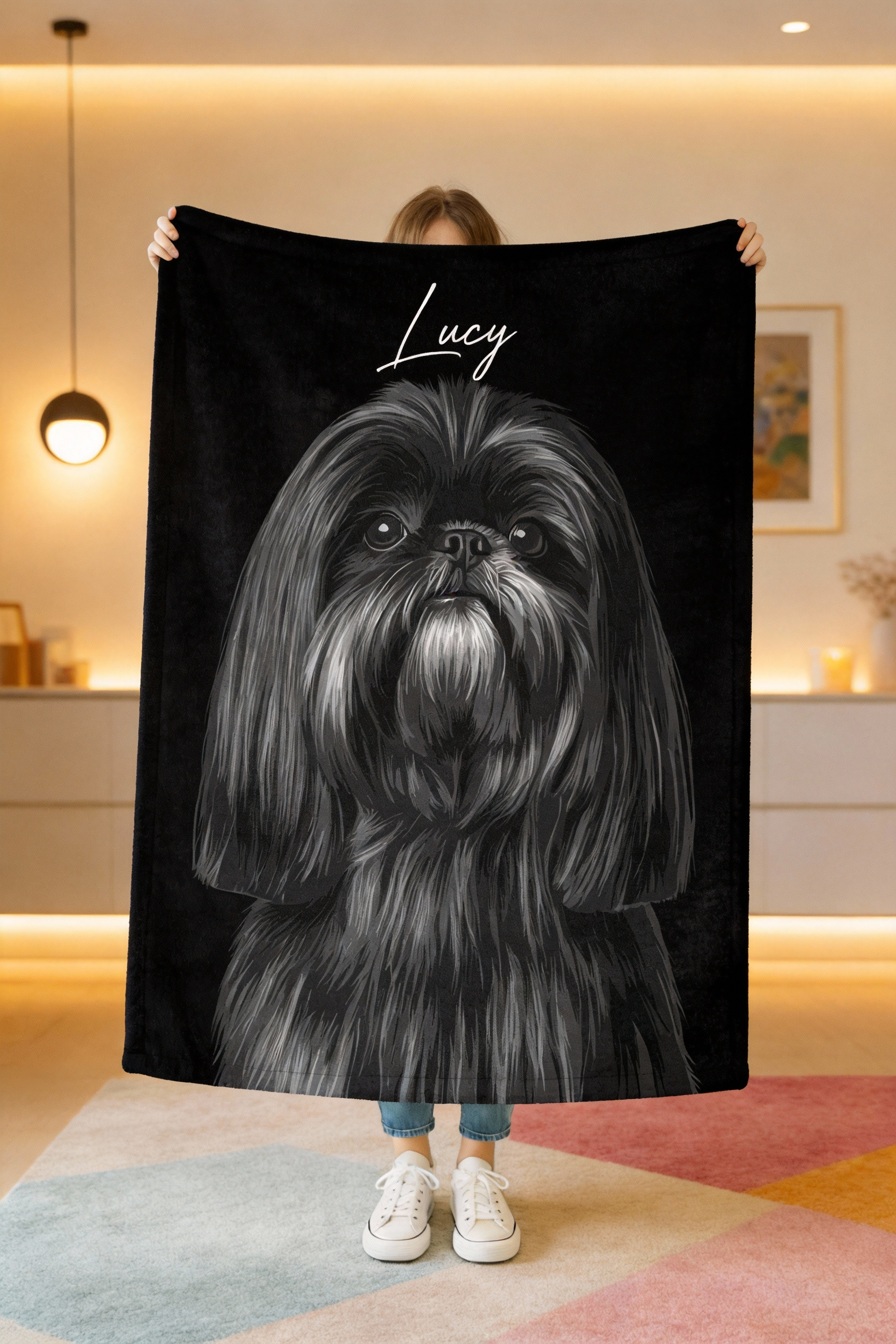  Personalized Art Portrait Blanket - Soft & Cozy Custom Dog/Cat 