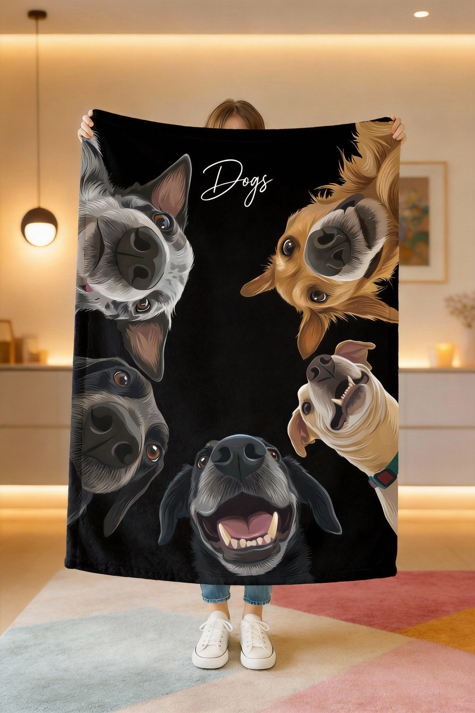  Personalized Art Portrait Blanket - Soft & Cozy Custom Dog/Cat 