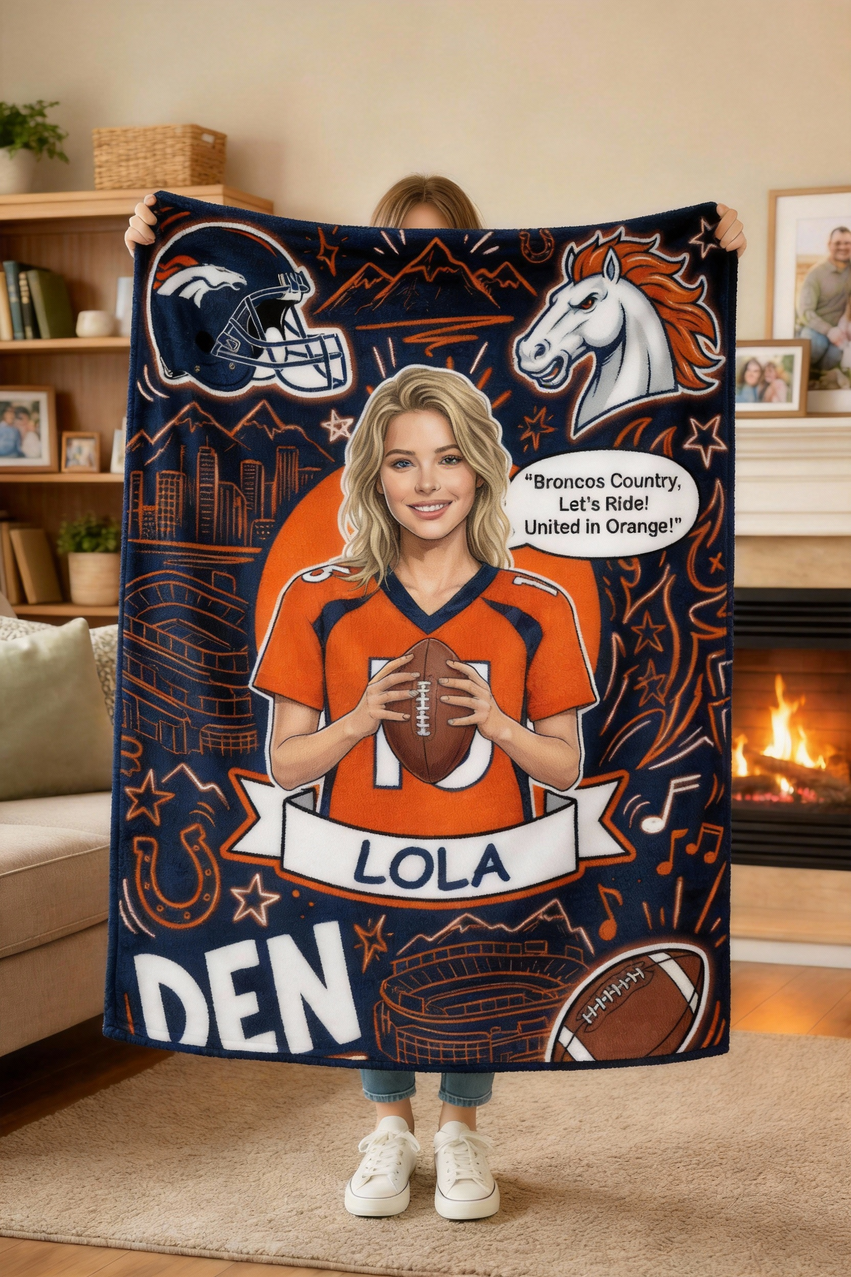 [Copy]Custom American Football Pet Blanket – Artist-Crafted Pet Player Portrait