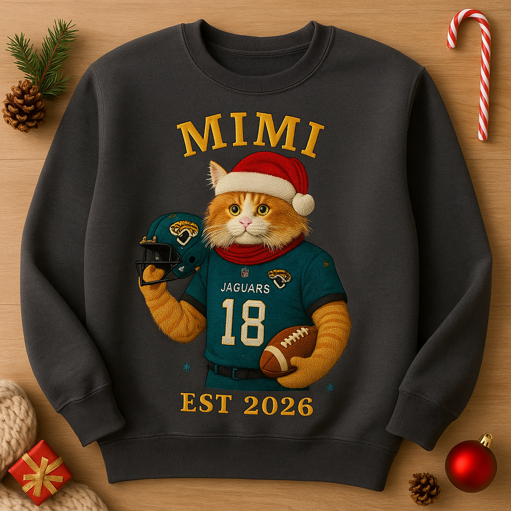 Personalized Pet Football Jersey Sweatshirt – Custom Embroidery Christmas Edition