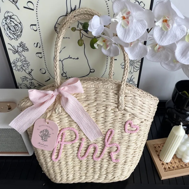 Custom Name Woven Straw Bag  | Personalized Summer Tote