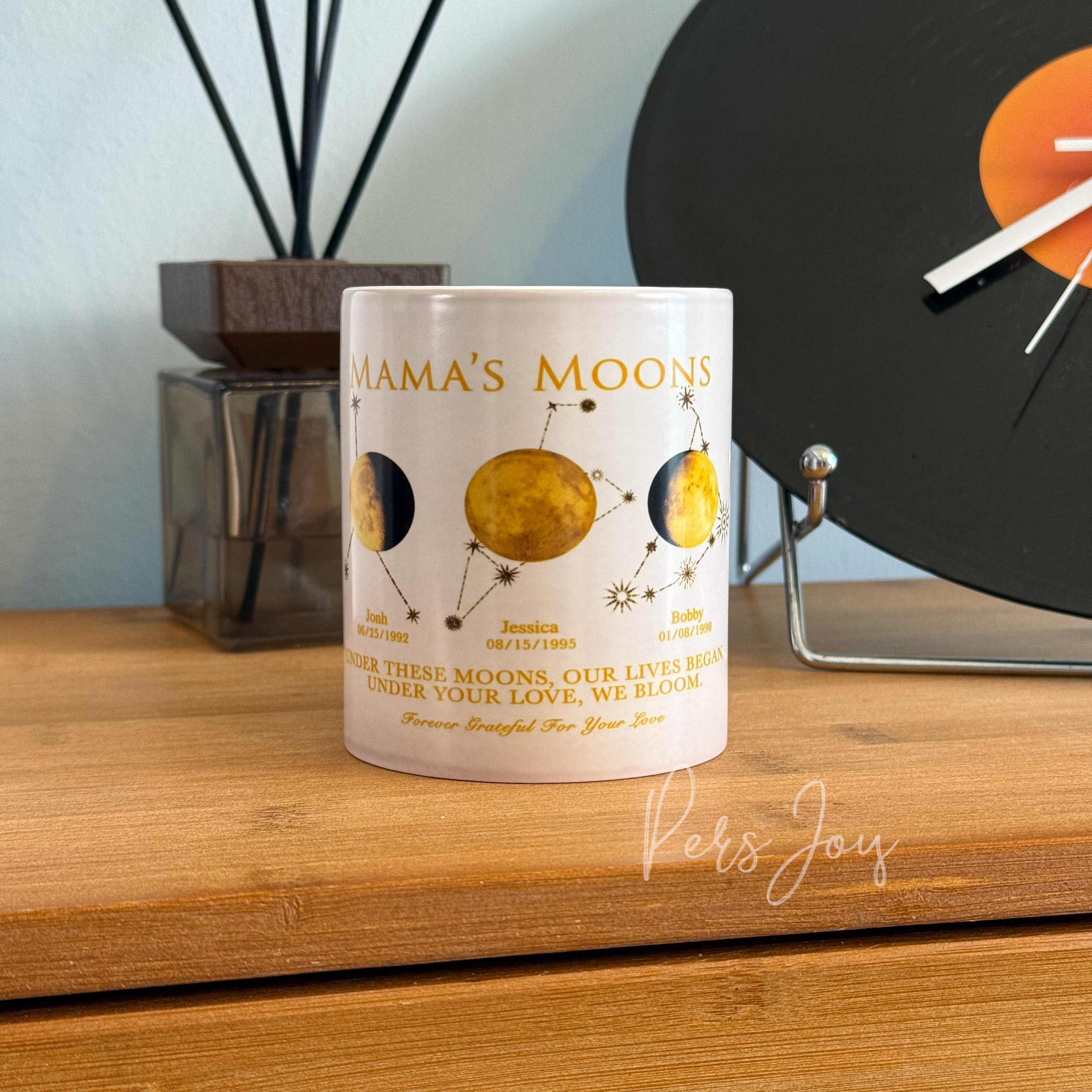 "Mama's Universe" Custom Multi-Moon Phase Mug | Personalized Birth Moon Gift for Mom