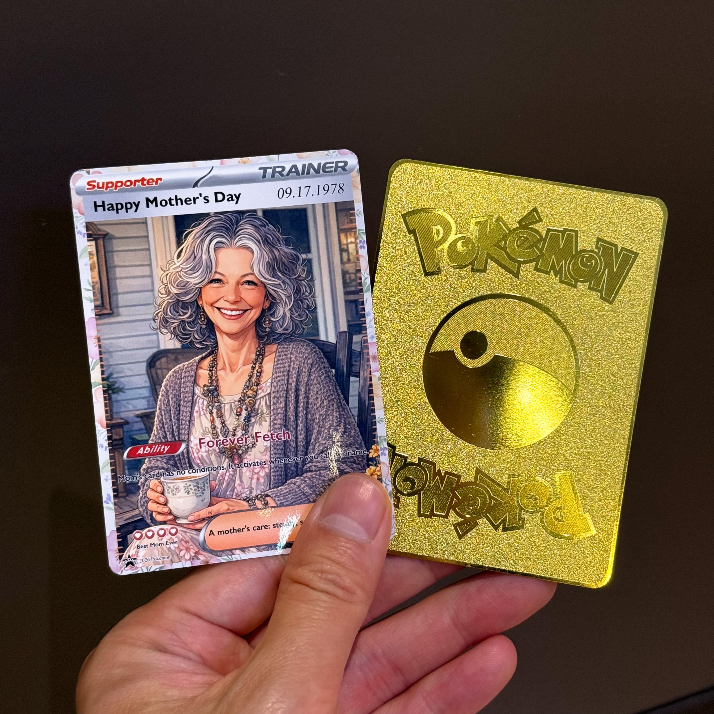 Turn Mom Into a Legendary Supporter Card - Personalized Mother's Day Anime Gift | Custom TCG Trainer Portrait Keepsake