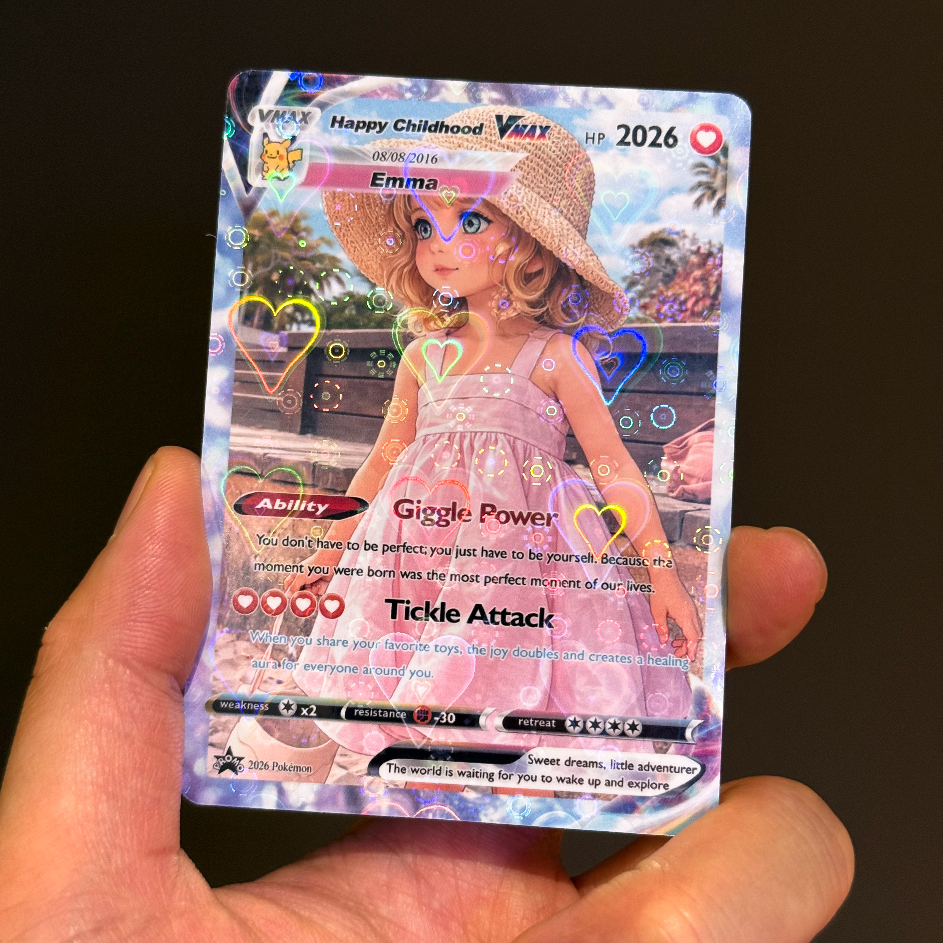 Turn Your Child's Photo Into a Custom VMAX Hero Card - Personalized Anime Kids Portrait Holographic Gift
