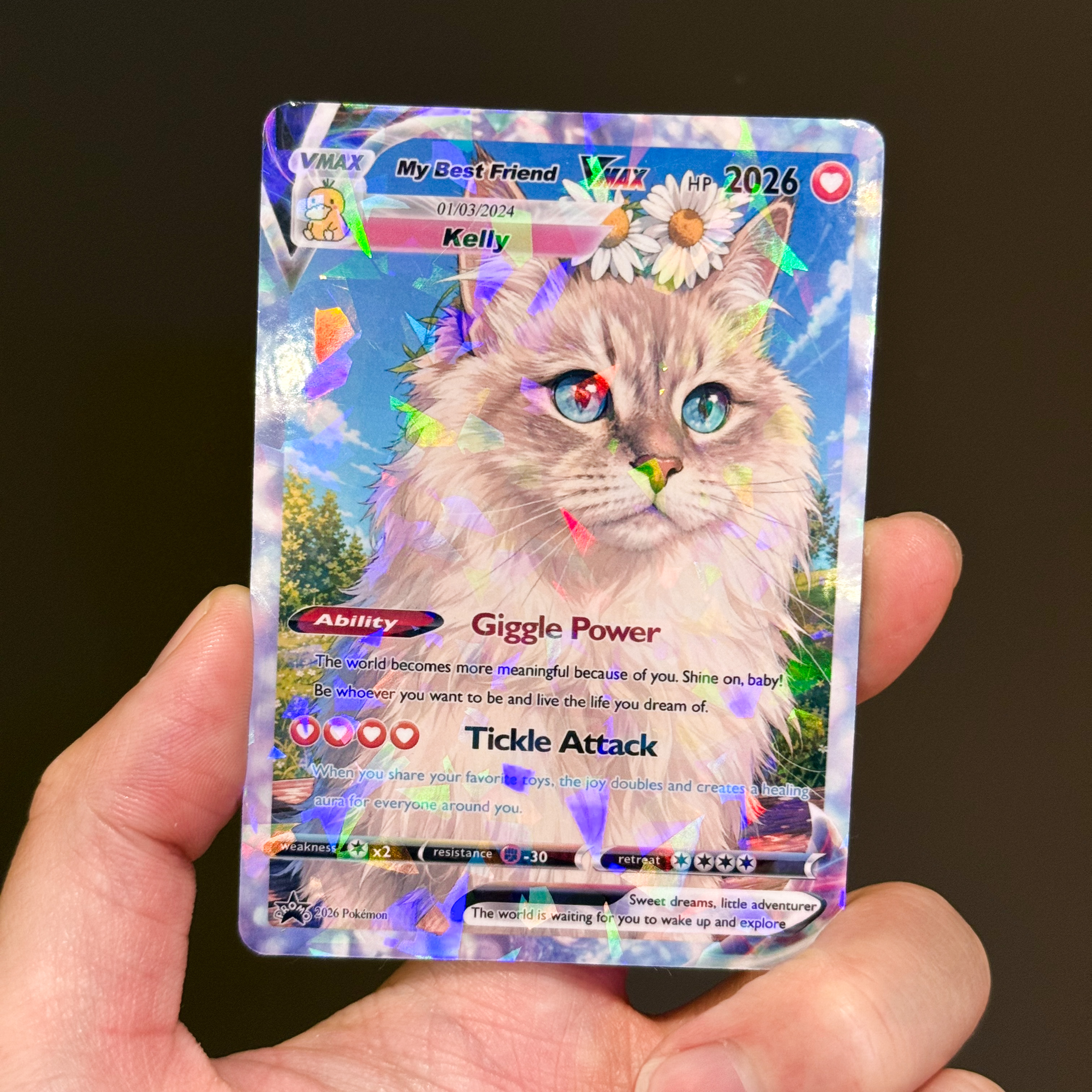 Turn Your Pet Photo Into a Custom VMAX Poke Card - Personalized Dog & Cat Portrait Holographic Gift