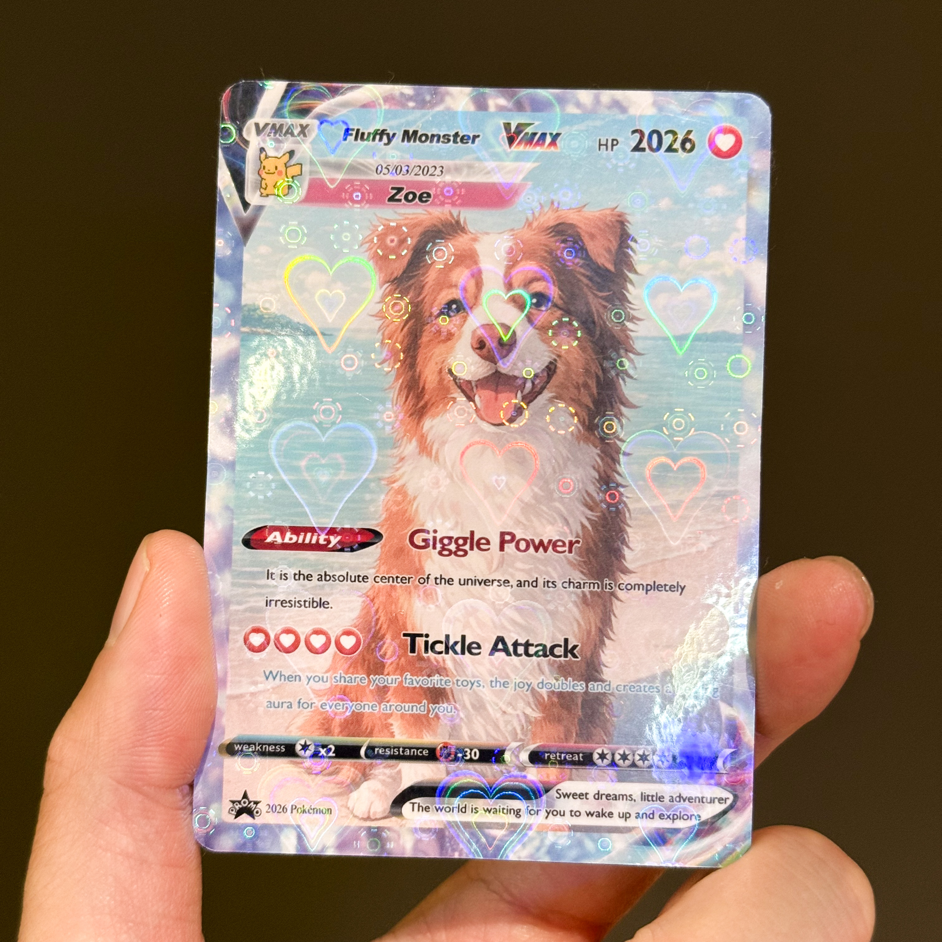 Turn Your Pet Photo Into a Custom VMAX Poke Card - Personalized Dog & Cat Portrait Holographic Gift