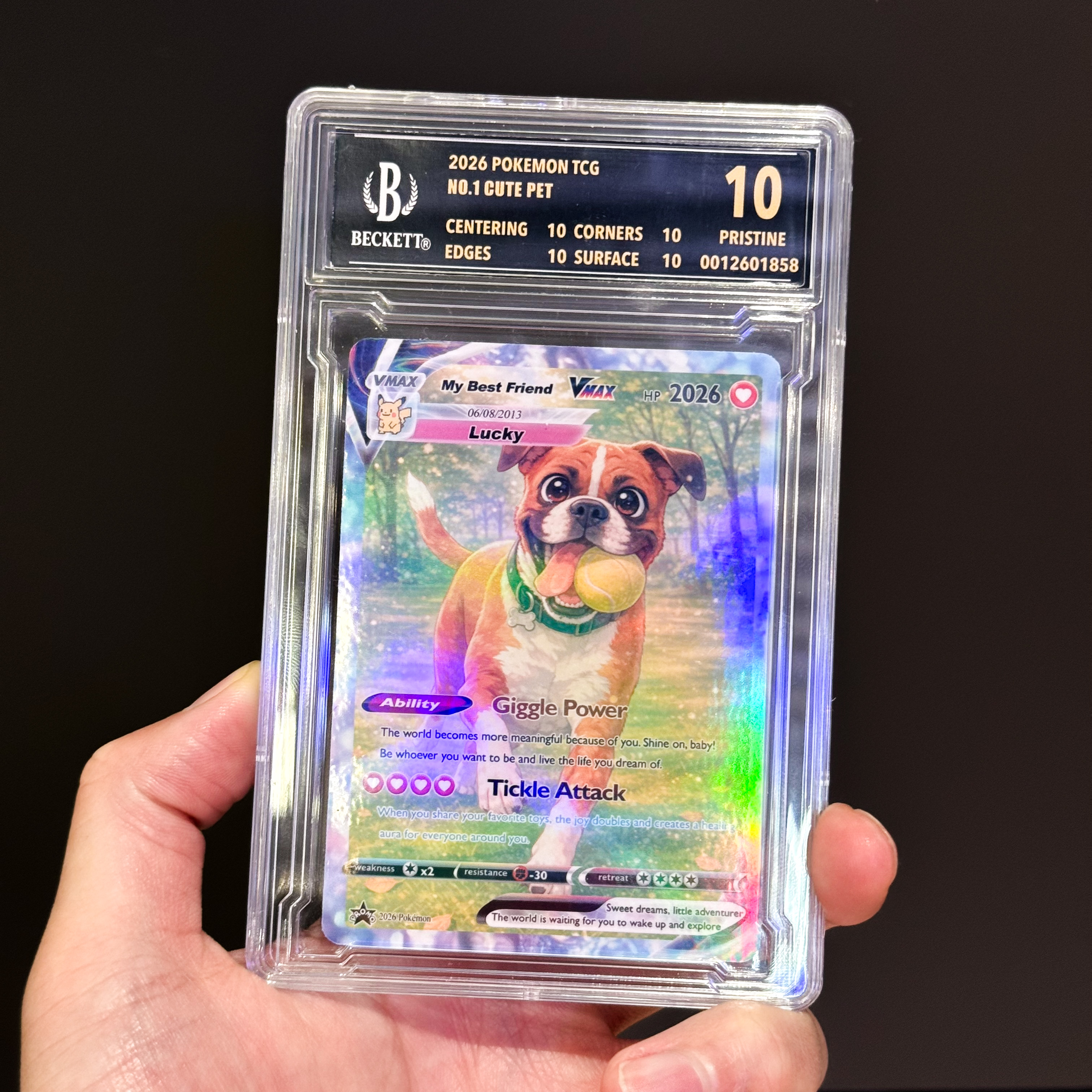 Turn Your Pet Photo Into a Custom VMAX Poke Card - Personalized Dog & Cat Portrait Holographic Gift