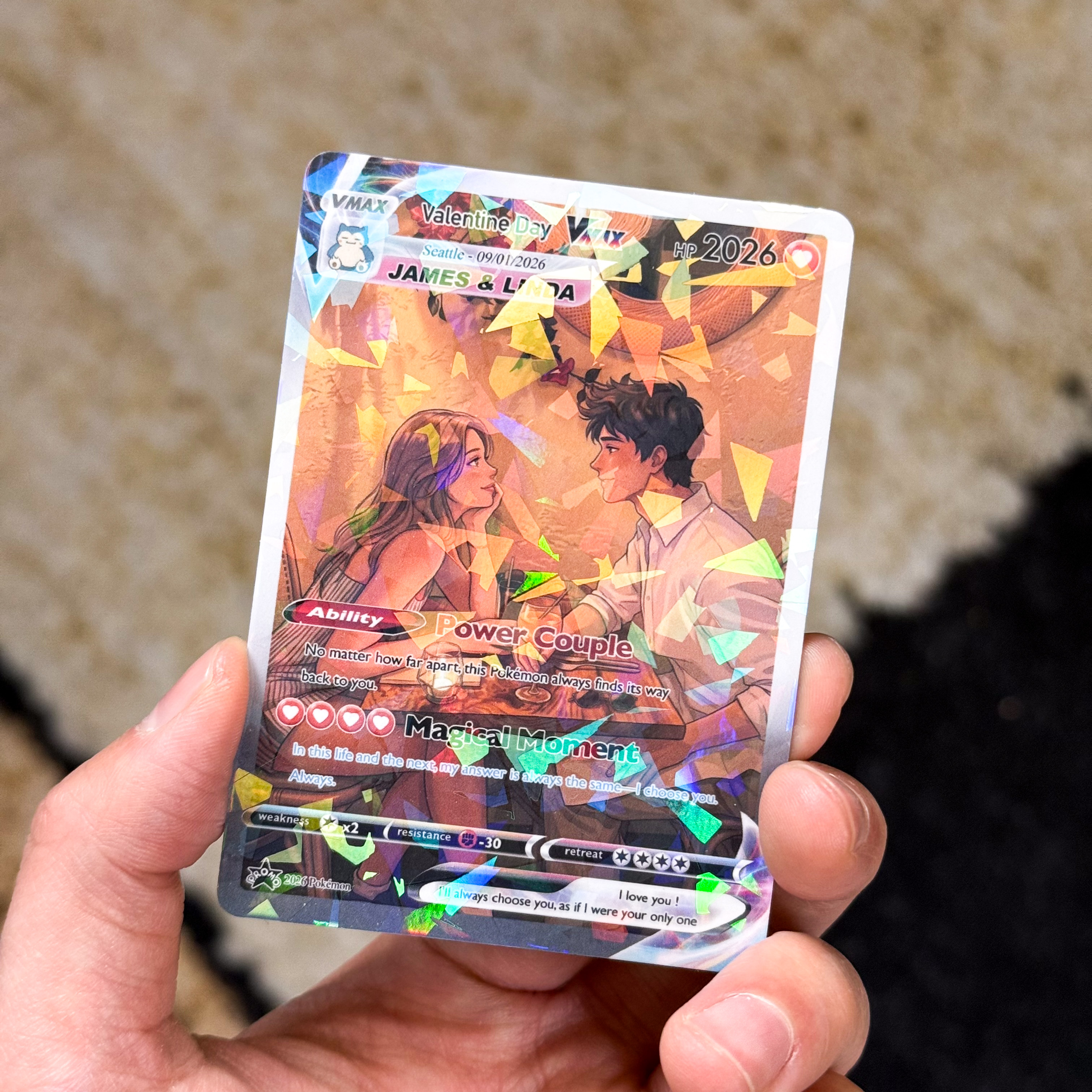 Turn Your Photo Into a Custom Trading Poke Card - Personalized Anniversary Poke Card Gift