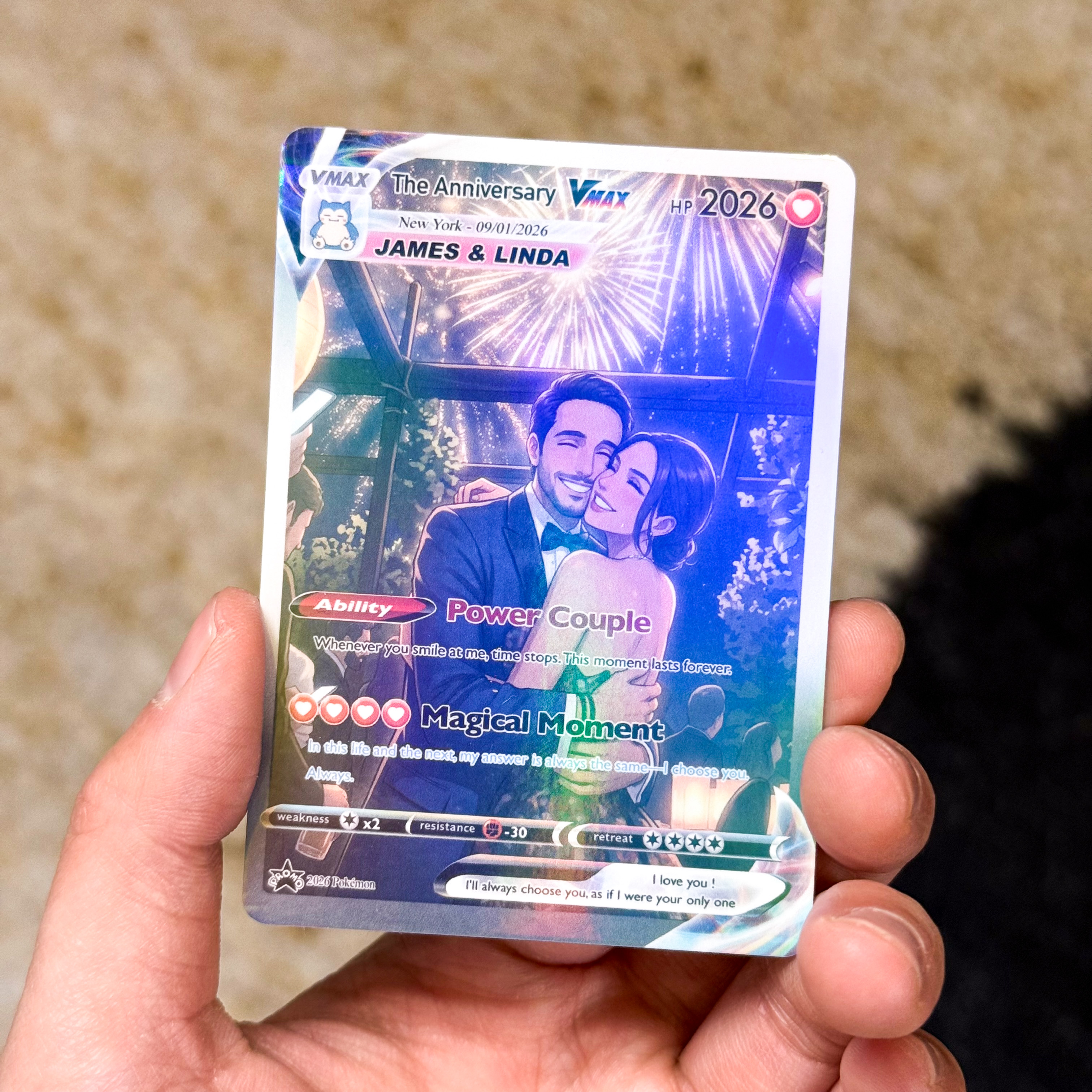 Turn Your Photo Into a Custom Trading Poke Card - Personalized Anniversary Poke Card Gift