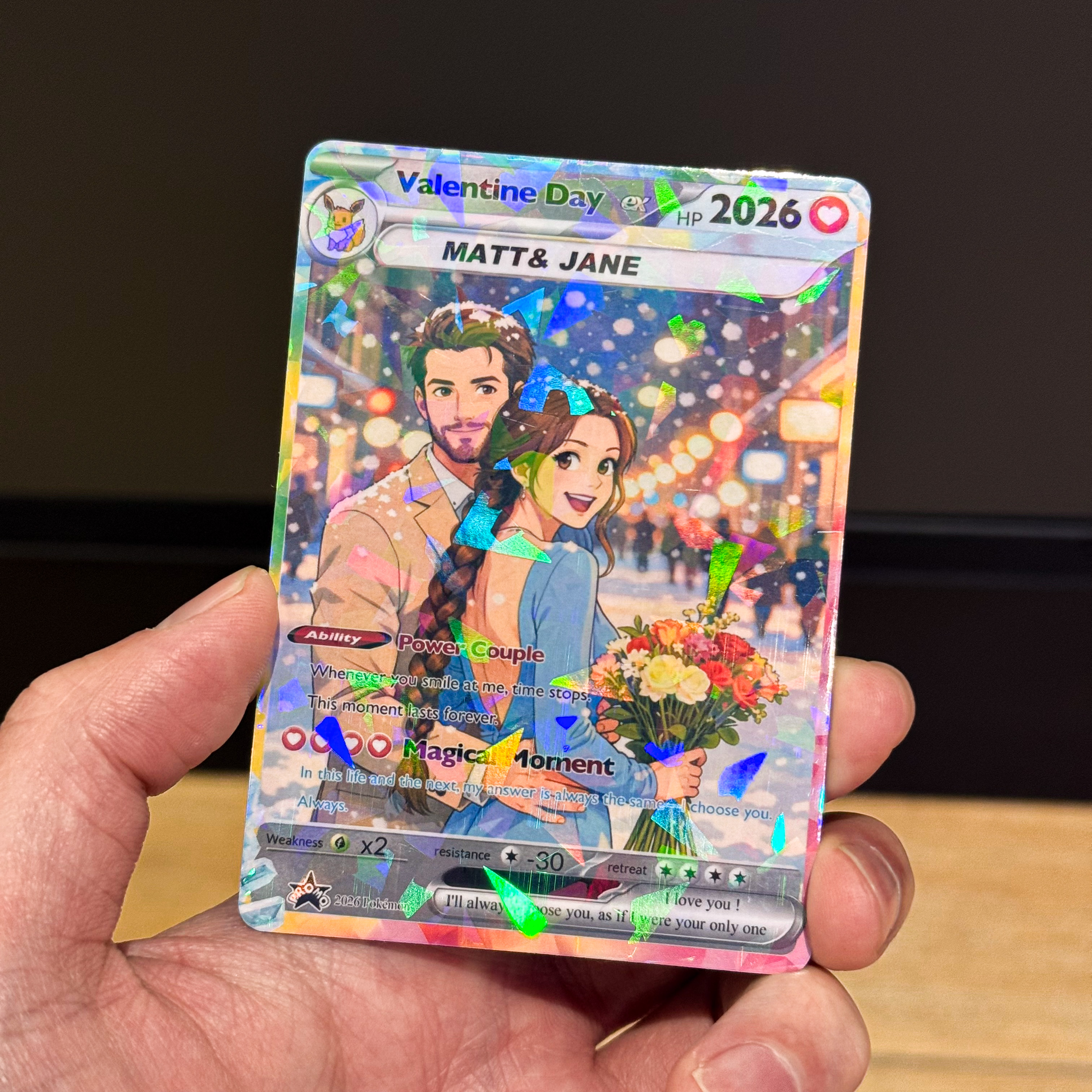 Turn Your Photo Into a Custom EX PTCG Trading Poke Card - Personalized Anniversary Poke Anime Card Gift