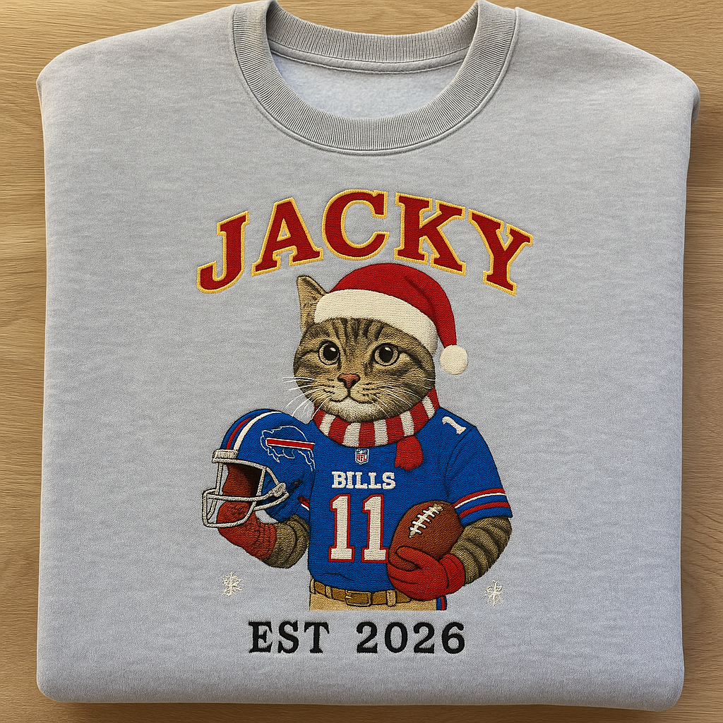 Personalized Pet Football Jersey Sweatshirt – Custom Embroidery Christmas Edition