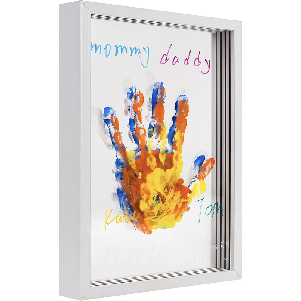 Custom Family Overlapping Handprint Shadow Box – DIY Modern Keepsake Frame & Personalized Generational Art 🖐️🌈