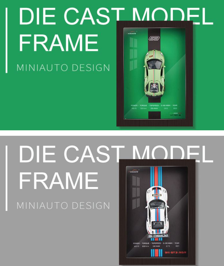 3D Die-Cast Supercar Wall Art | Premium 1:32 Alloy Model Shadow Box | Car Collector's Decor