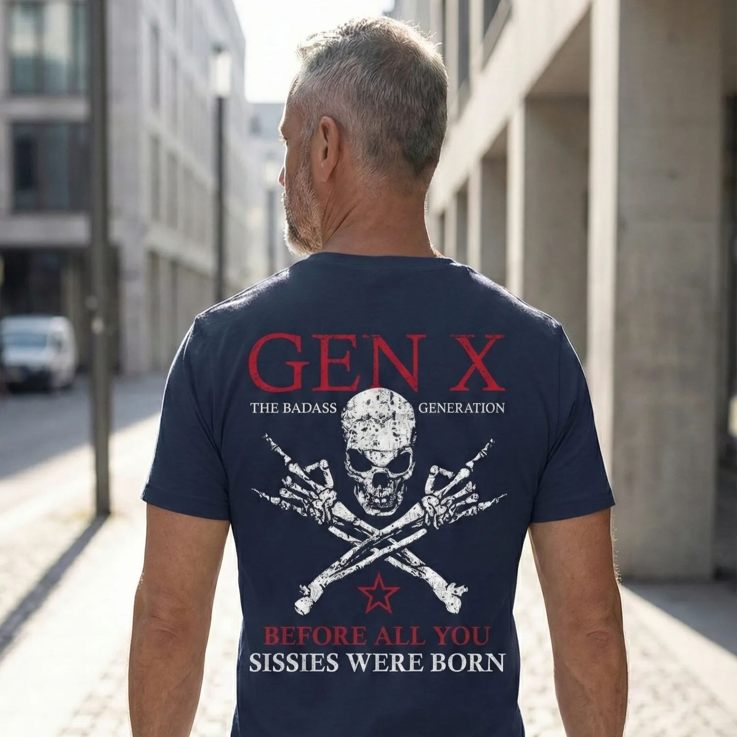 Gen X "The Badass Generation" Graphic Tee | Vintage Skull Streetwear Shirt for Men | 1965-1980