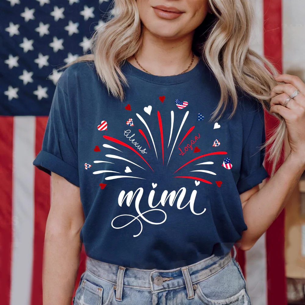 Personalized 4th of July Grandma Shirt with Grandkids' Names