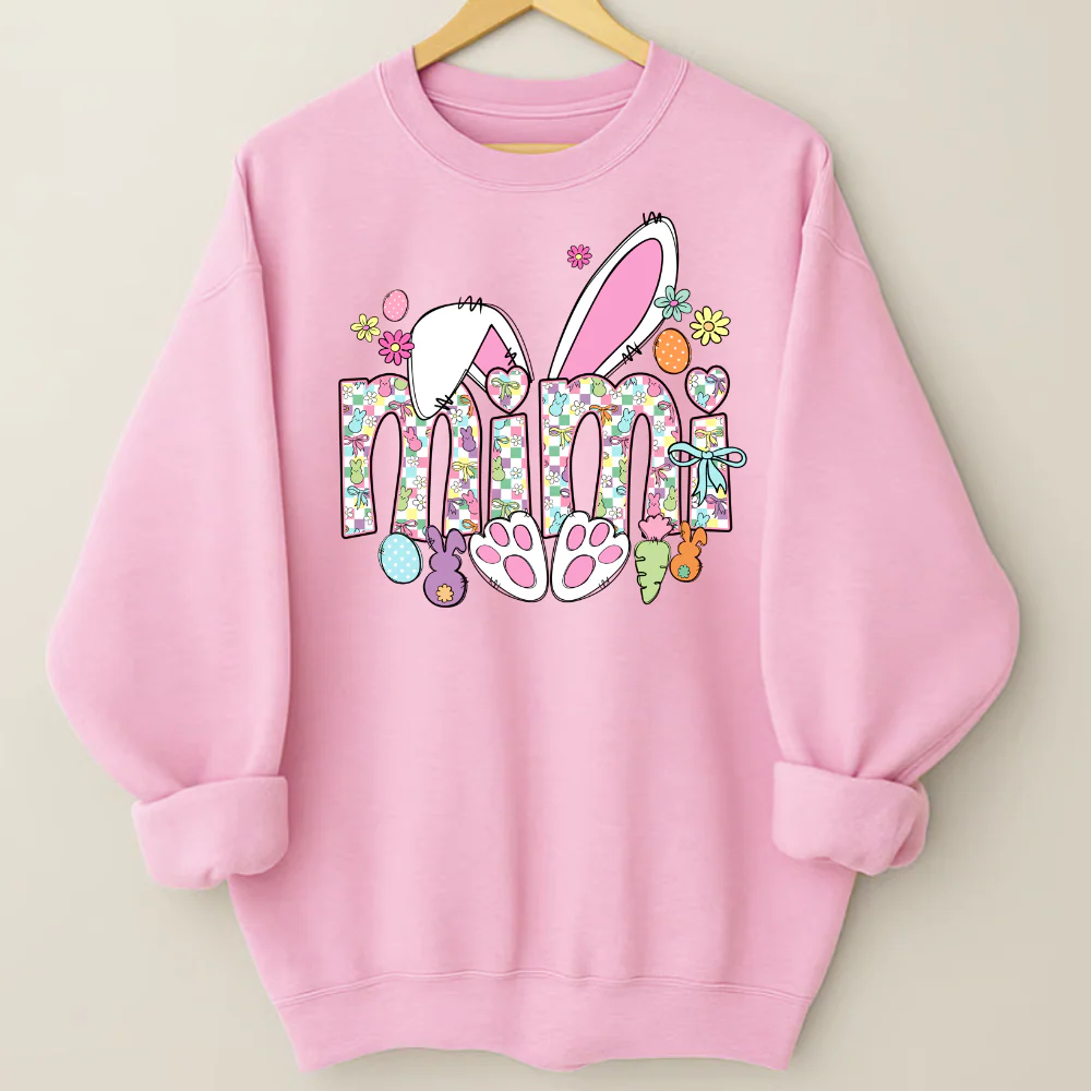 Personalized Mimi/Nana/Gigi Easter T-Shirt | Custom Bunny & Bow Gift for mama