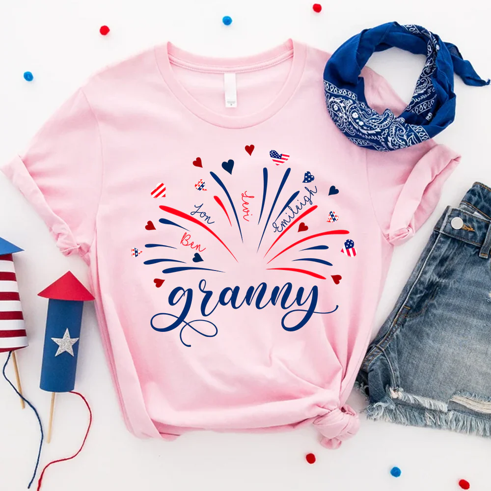 Personalized 4th of July Grandma Shirt with Grandkids' Names