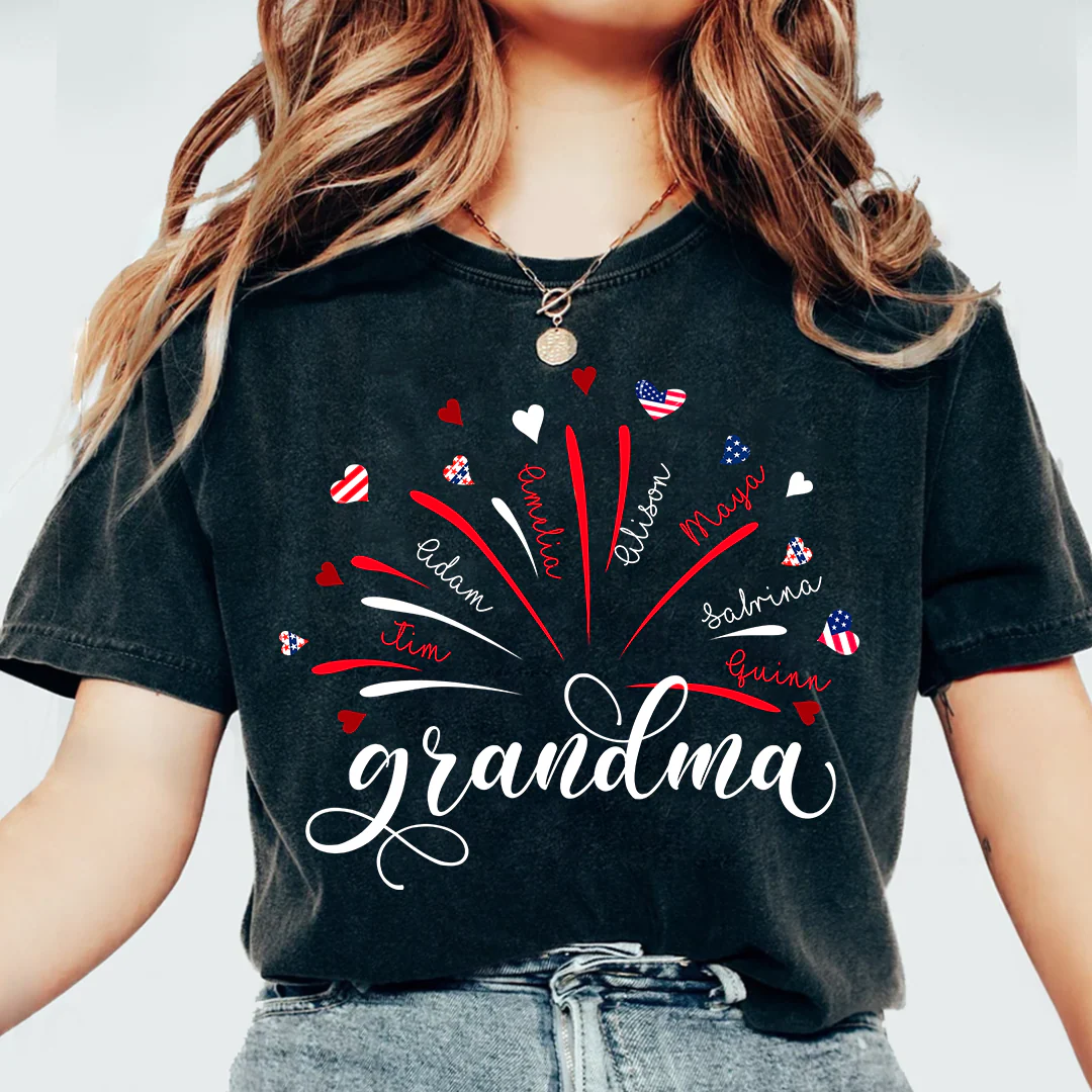 Personalized 4th of July Grandma Shirt with Grandkids' Names