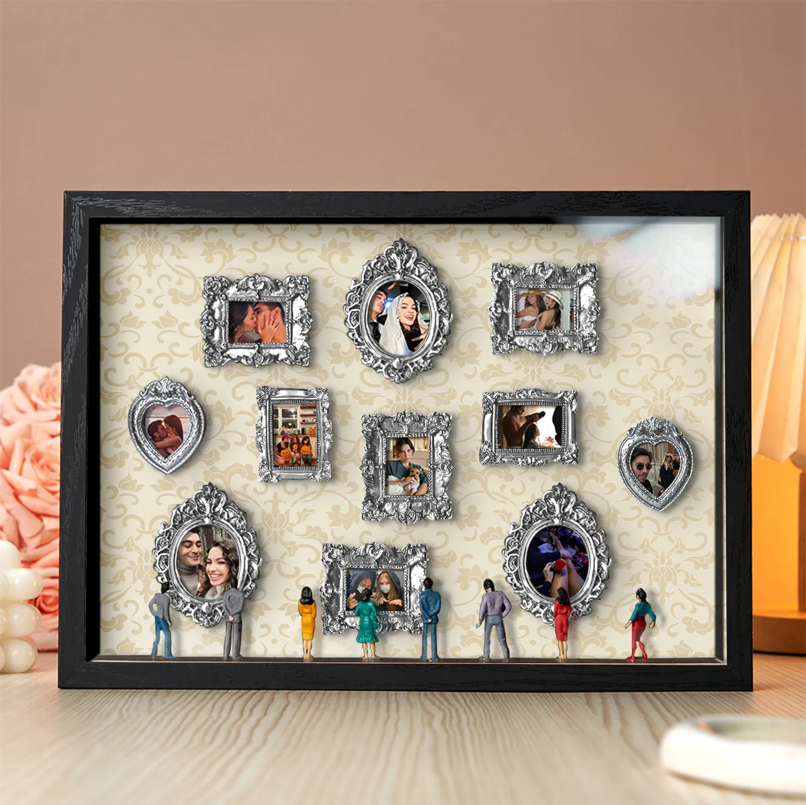 Personalized "Mini Museum" 3D Photo Frame - Custom Art Gallery Shadow Box Gift for Couples & Anniversaries