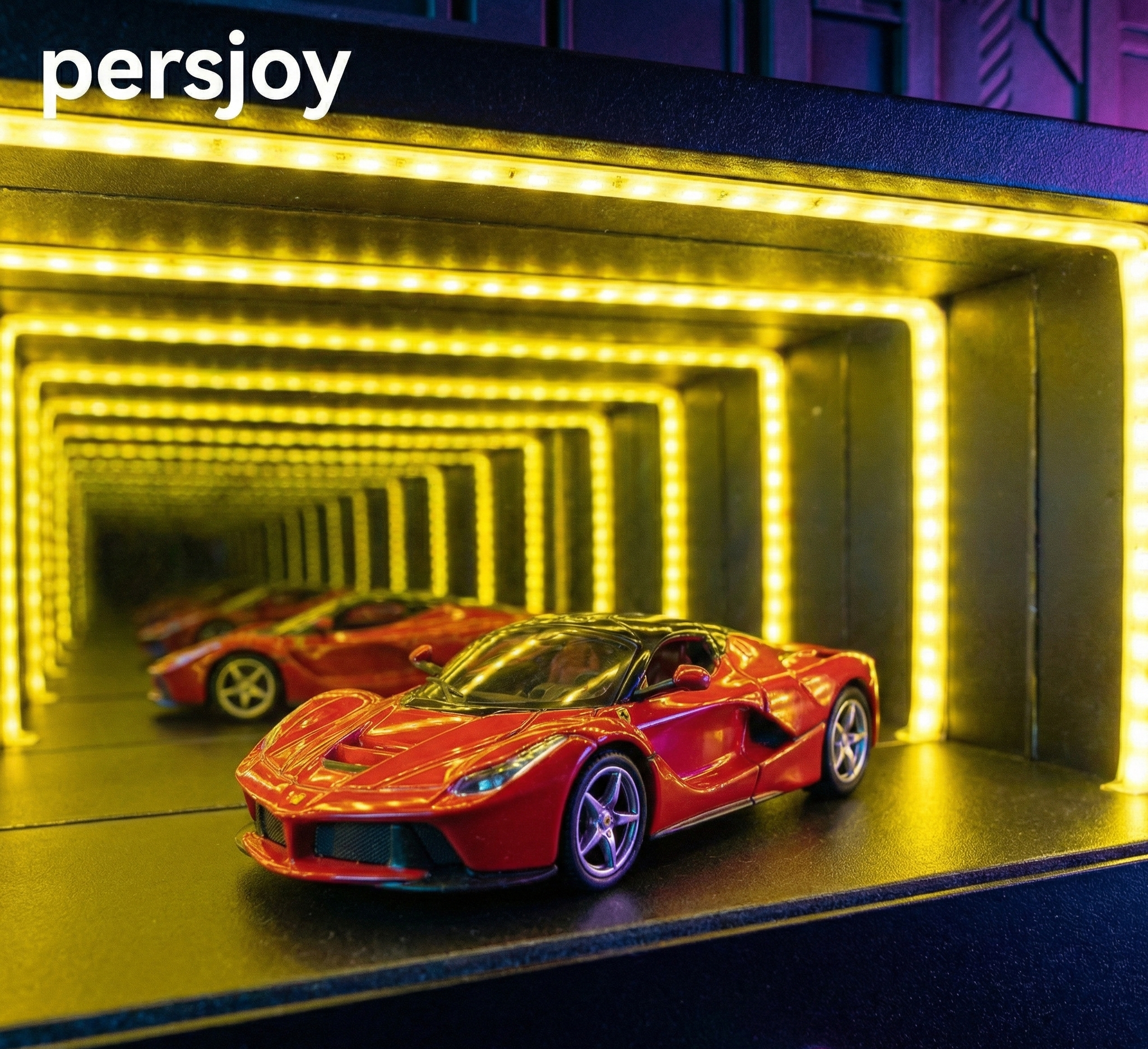 Miniature World | 1:64 Scale Diecast Car Model + LED Illuminated Extendable Garage Display Case Keychain (Multiple Car Models Available)