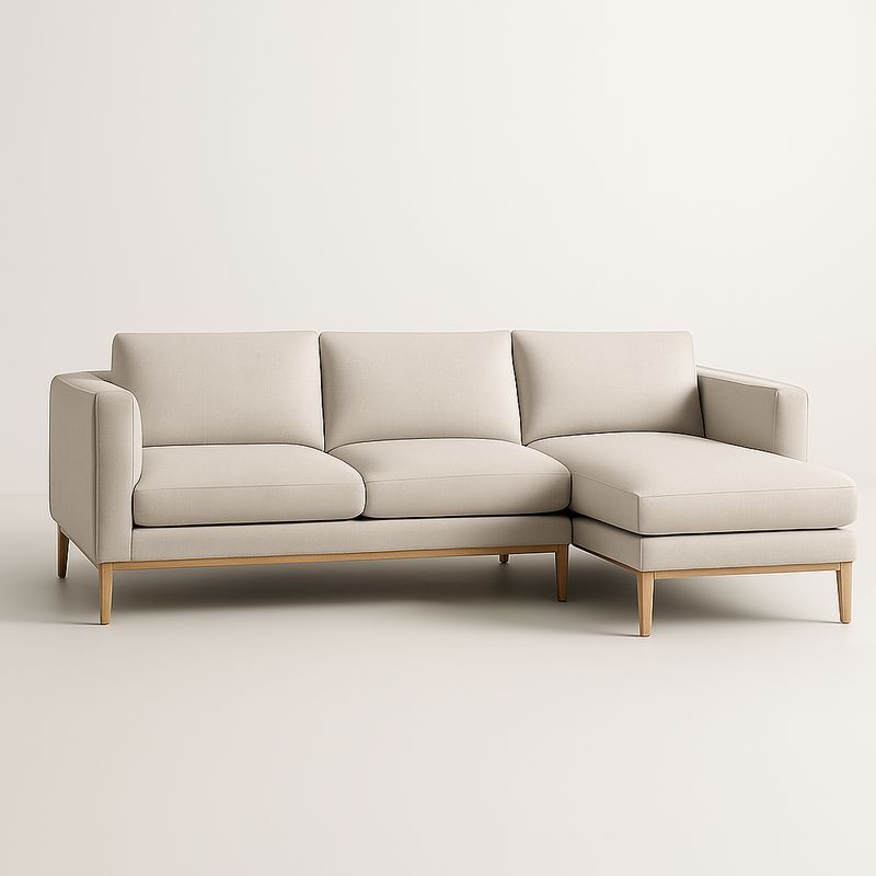 Canapé d'angle en tissu Beige 260 cm avec pieds en bois-Cosyrooma