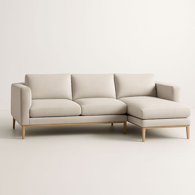 Canapé d'angle en tissu Beige 260 cm avec pieds en bois-Cosyrooma