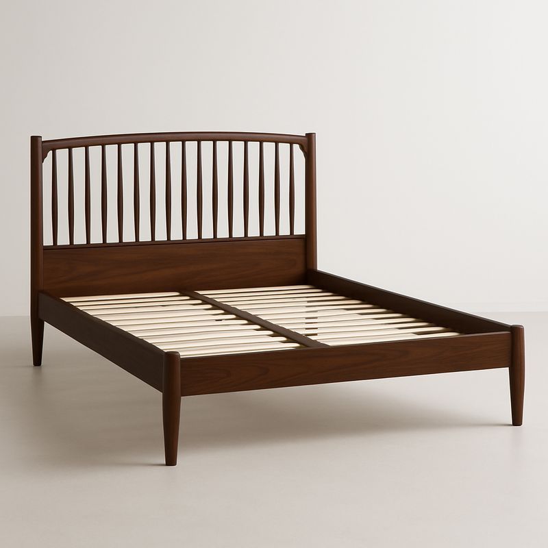 Lit double en bois marron 200x150cm-Cosyrooma