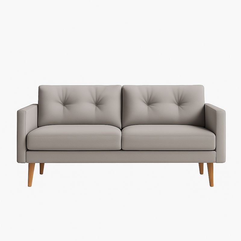 Canapé 2 Places en Cuir Synthétique Gris Pieds en Bois de Chêne-Cosyrooma