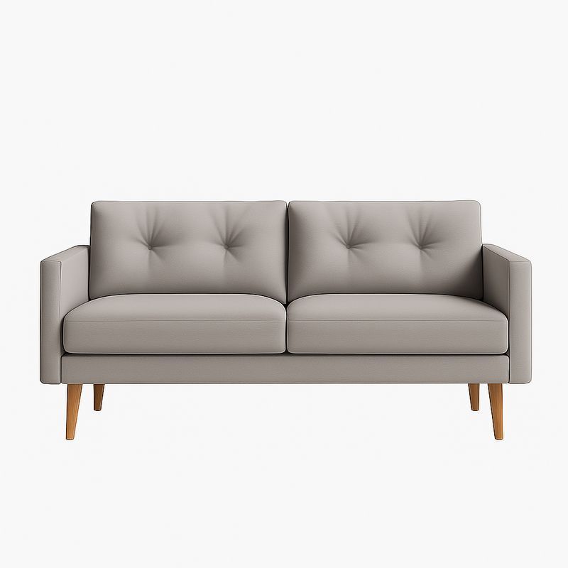 Canapé 2 Places en Cuir Synthétique Gris Pieds en Bois de Chêne-Cosyrooma