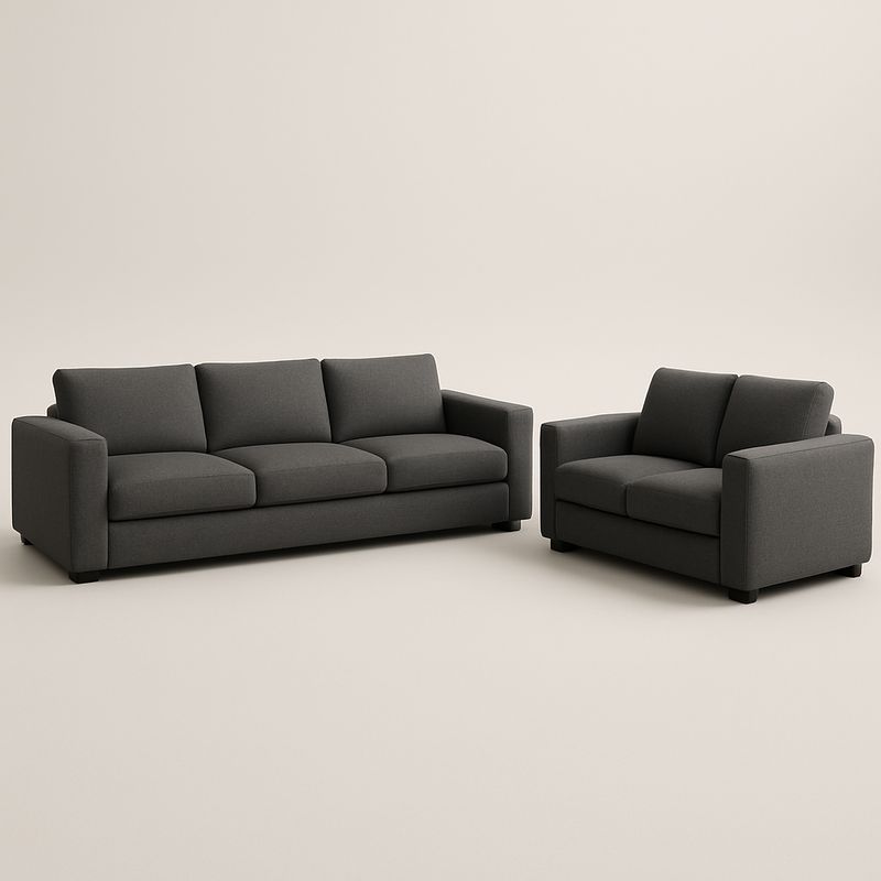 Ensemble Canapé et Fauteuil en Tissu Polyester Gris-Cosyrooma