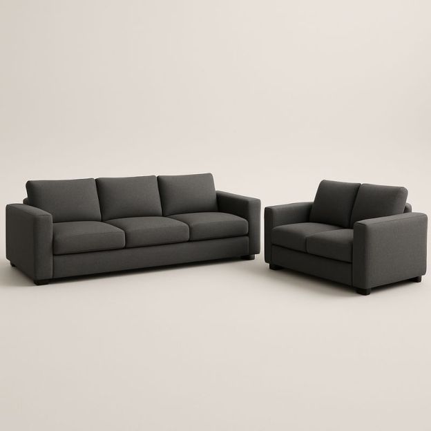 Ensemble Canapé et Fauteuil en Tissu Polyester Gris-Cosyrooma