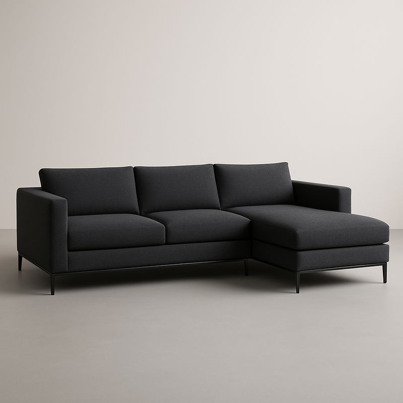 Canapé d'angle en tissu gris foncé avec cadre en métal-Cosyrooma