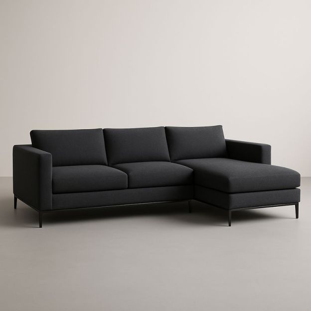 Canapé d'angle en tissu gris foncé avec cadre en métal-Cosyrooma