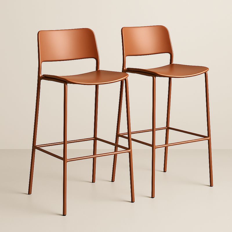 Ensemble 2 Tabourets de Bar Métal Siège Polypropylène Marron-Cosyrooma