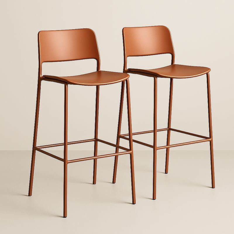 Ensemble 2 Tabourets de Bar Métal Siège Polypropylène Marron-Cosyrooma