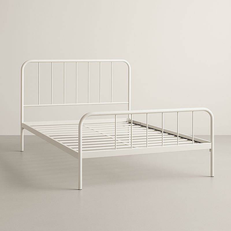 Lit Double en Métal Blanc 140x200 cm-Cosyrooma