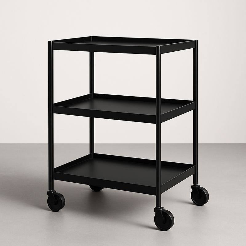Chariot de Service 3 Niveaux Métallique Noir-Cosyrooma