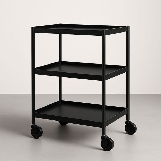 Chariot de Service 3 Niveaux Métallique Noir-Cosyrooma