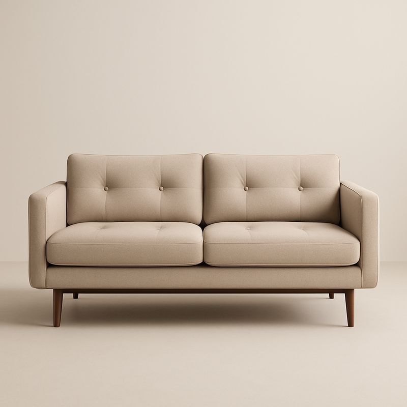 Canapé 2 places en tissu polyester beige avec pieds en bois-Cosyrooma