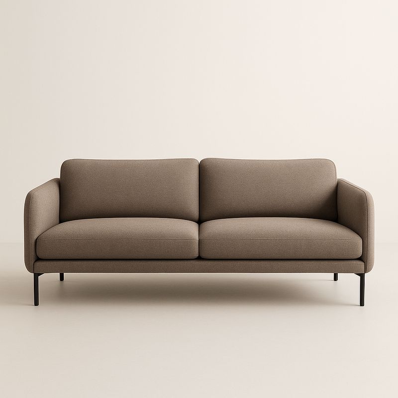 Canapé 3 places en tissu marron avec pieds en métal 200x90x85 cm-Cosyrooma