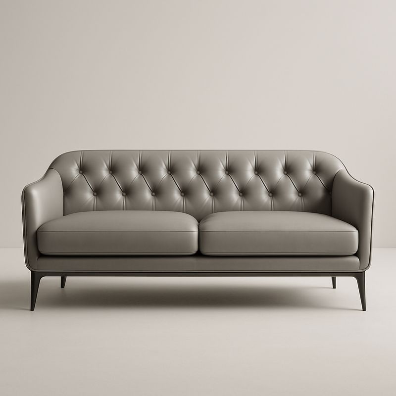 Canapé trois places en cuir gris-Cosyrooma