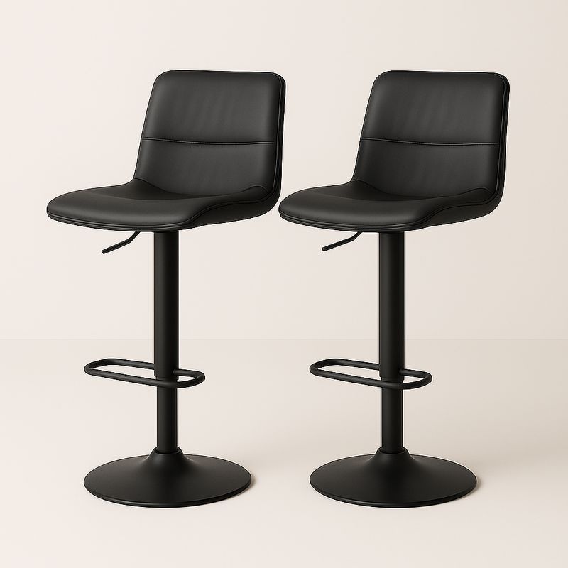 Lot de 2 Tabourets de Bar Réglables en Cuir Synthétique Noir-Cosyrooma